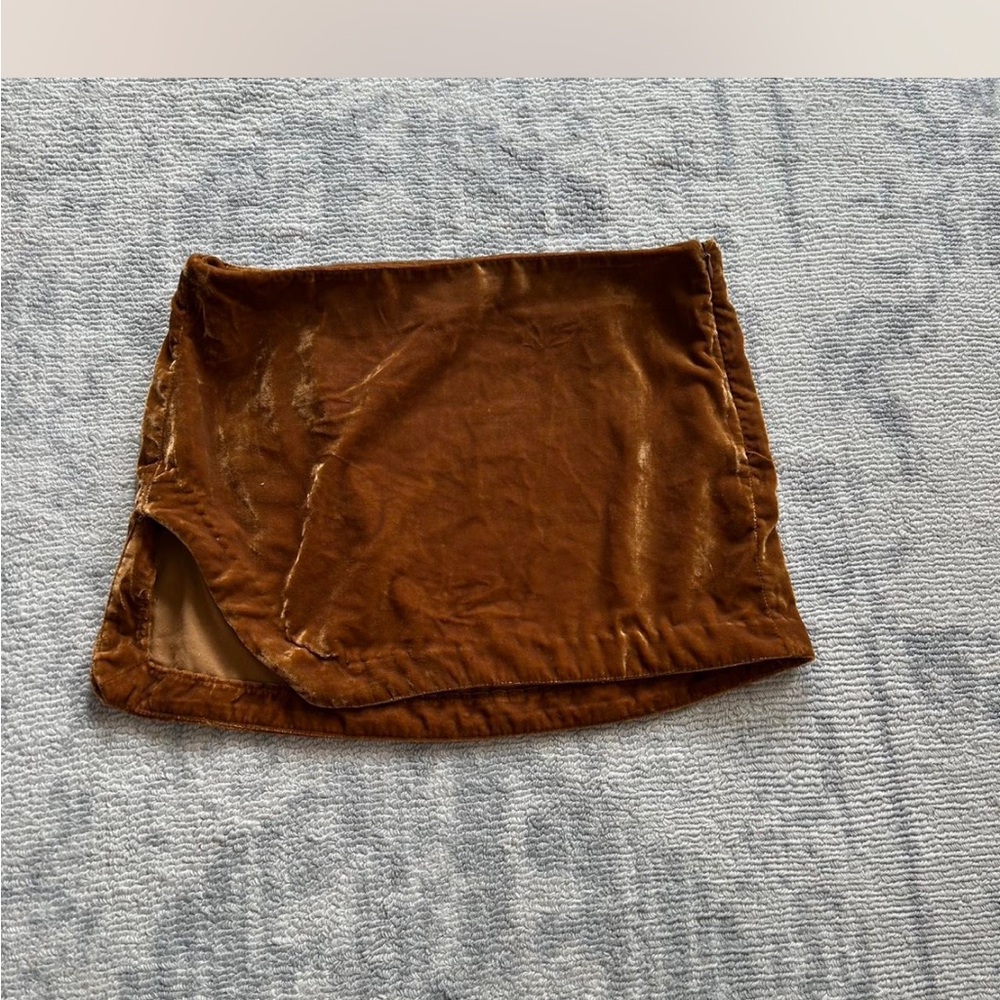 Free People Gold Mini Skirt - Picture 2 of 5